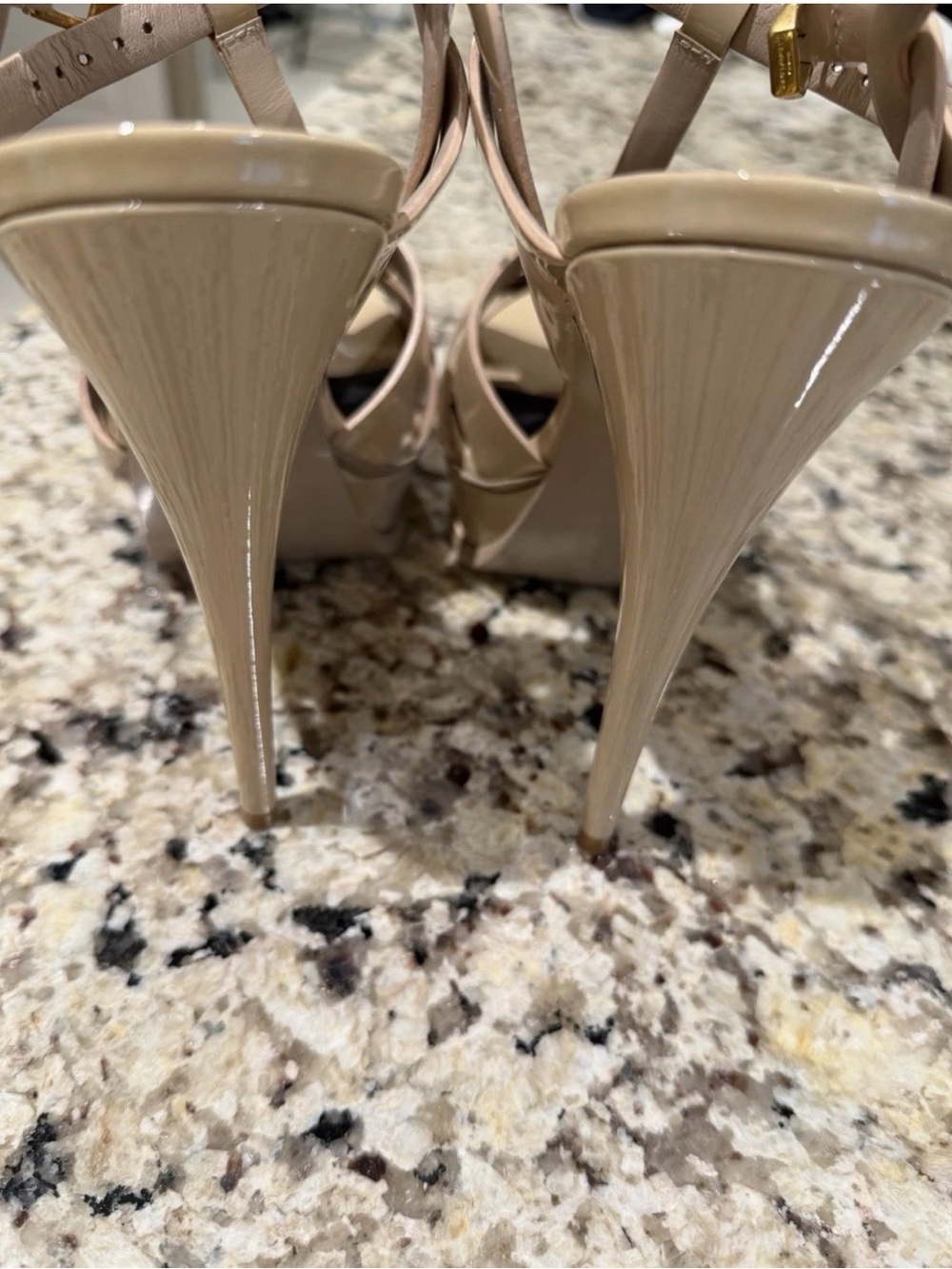 Saint Laurent Nude Patent Leather Strappy Sandals - Picture 3 of 5